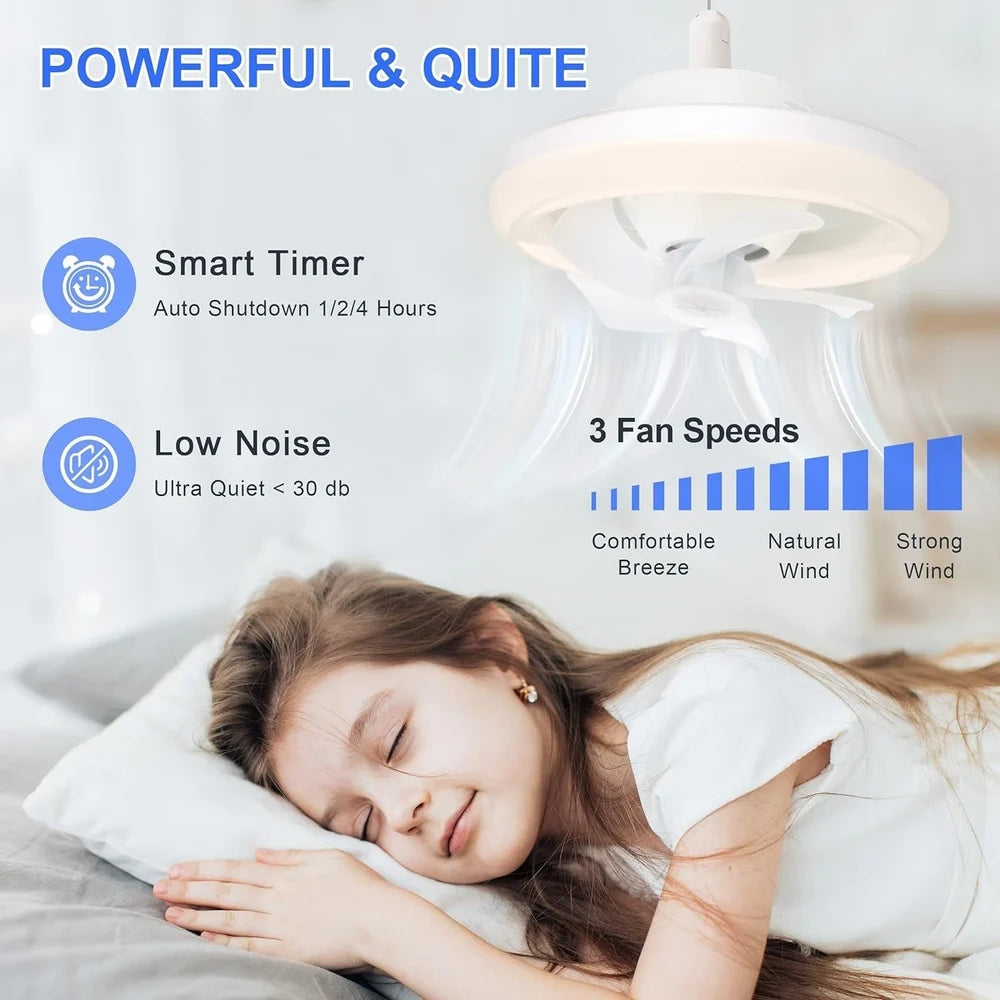 LED Ceiling Fan Light | Acrylic Ceiling Fan with Lights and Remote | 360 Rotation Ceiling Fan | Ventilateur LED Fan Light | 3 Speeds, 3 Colors LED Low Profile Fan | Oscillating Fan