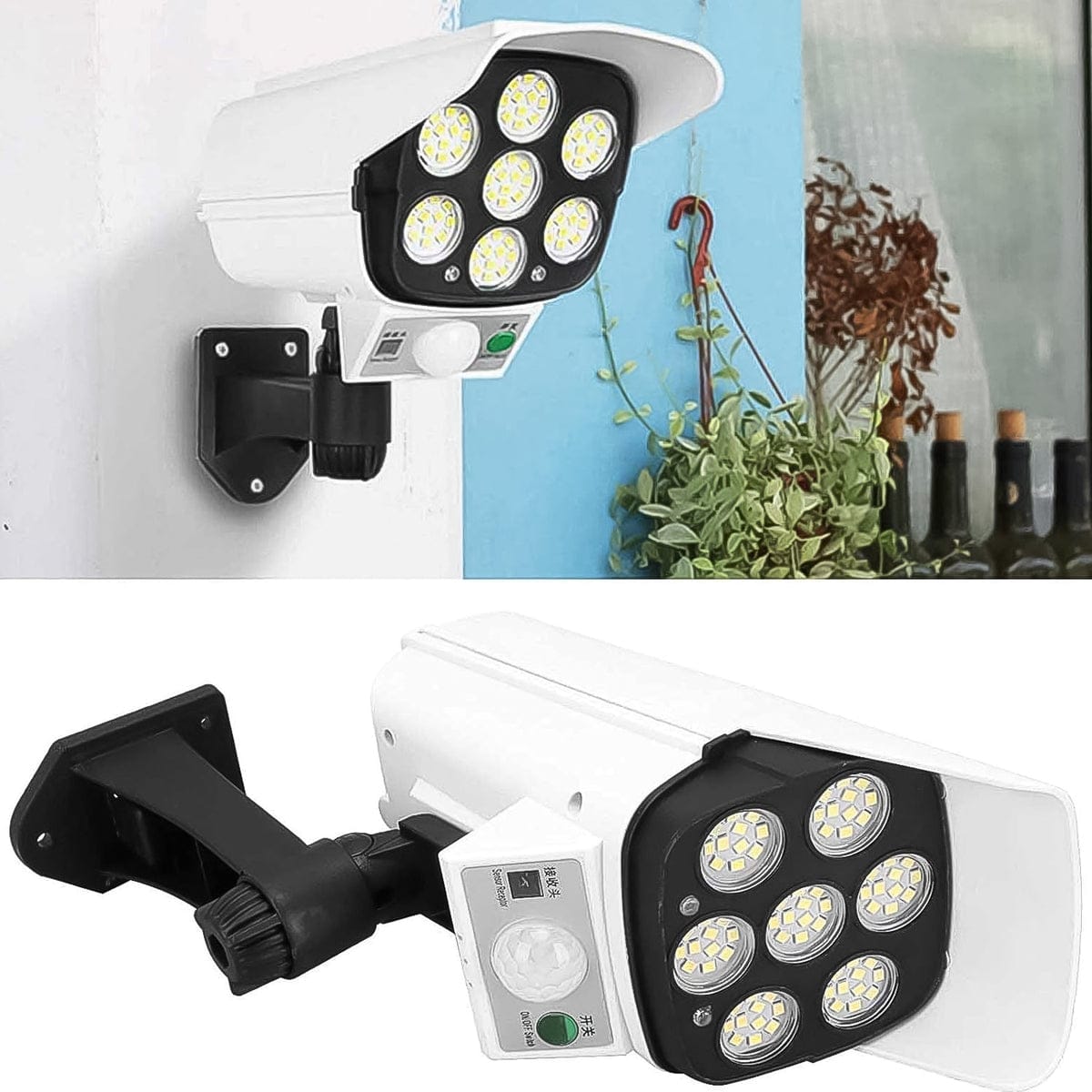 Solar Light Outdoor Motion Sensor Security Camera Shaped Dummy Wall Lamp