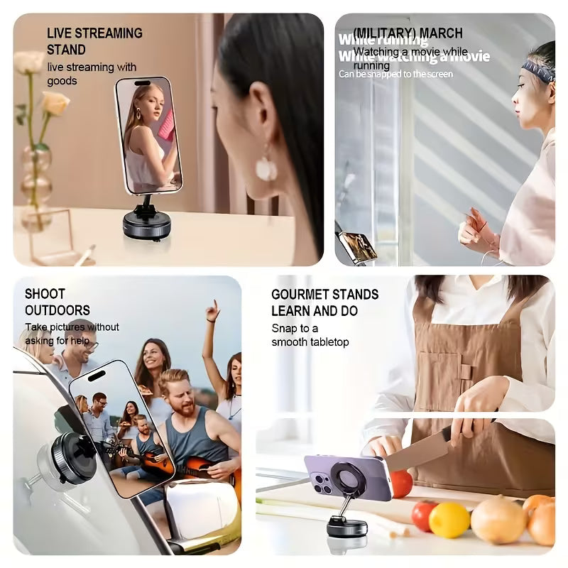 360° Vaccum Magnetic Phones Holder, Magnetic Car Phone Mount, Hands-Free Suction Cup Phones Holder for Car/Gym/Mirror/Shower, Car Mount Compatible All Mobile