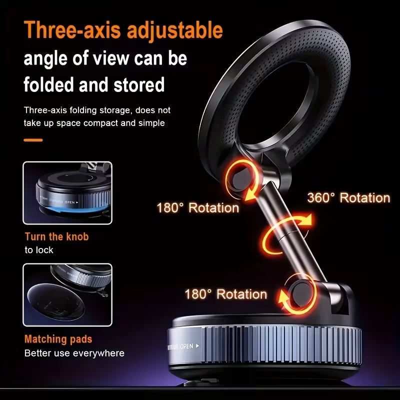 360° Vaccum Magnetic Phones Holder, Magnetic Car Phone Mount, Hands-Free Suction Cup Phones Holder for Car/Gym/Mirror/Shower, Car Mount Compatible All Mobile