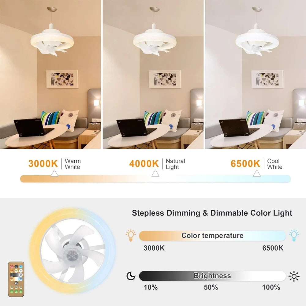 LED Ceiling Fan Light | Acrylic Ceiling Fan with Lights and Remote | 360 Rotation Ceiling Fan | Ventilateur LED Fan Light | 3 Speeds, 3 Colors LED Low Profile Fan | Oscillating Fan