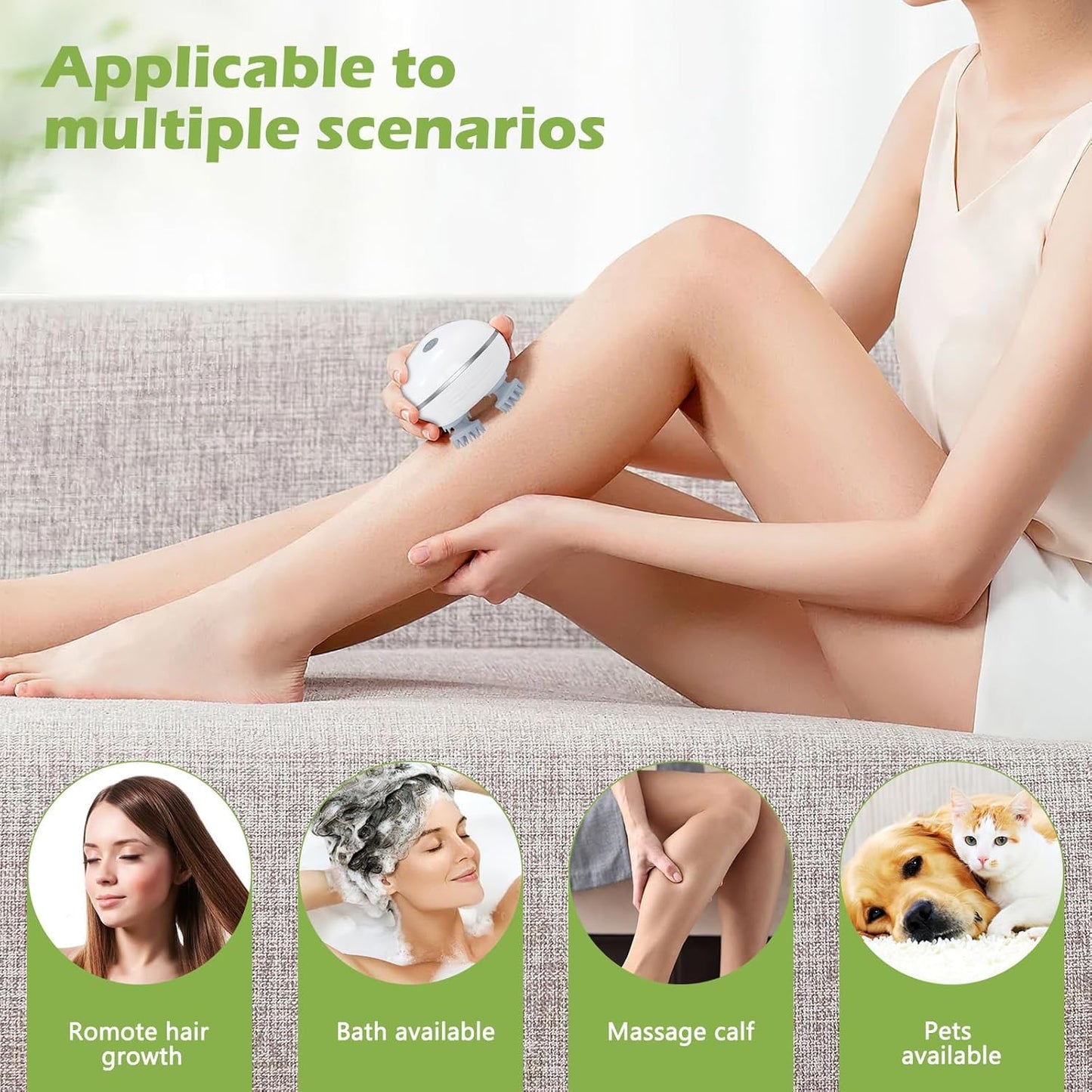 Smart Electric Scalp & Body Massager with 4 Heads