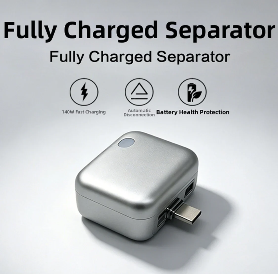 Smart Charger Adapter Auto Power Disconnector | Automatically Pops Out After Full Charge | No Touch Mobile Screen in 5 Minutes | Type-C Cable | Compatible with Android, Tablet, Apple & Switch