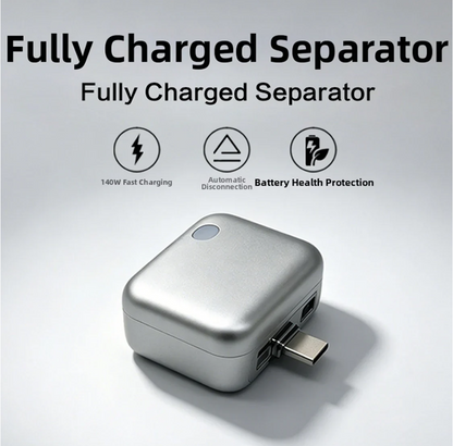 Smart Charger Adapter Auto Power Disconnector | Automatically Pops Out After Full Charge | No Touch Mobile Screen in 5 Minutes | Type-C Cable | Compatible with Android, Tablet, Apple & Switch