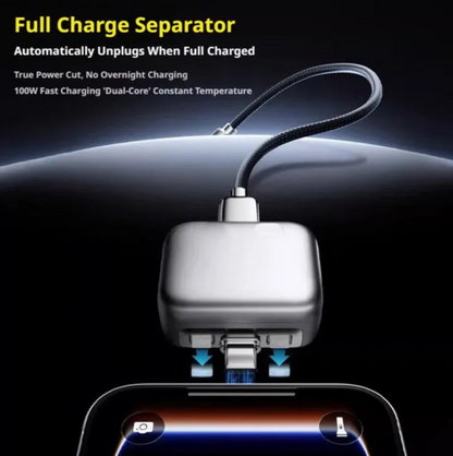 Smart Charger Adapter Auto Power Disconnector | Automatically Pops Out After Full Charge | No Touch Mobile Screen in 5 Minutes | Type-C Cable | Compatible with Android, Tablet, Apple & Switch