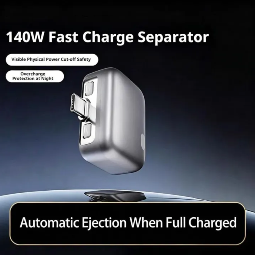 Smart Charger Adapter Auto Power Disconnector | Automatically Pops Out After Full Charge | No Touch Mobile Screen in 5 Minutes | Type-C Cable | Compatible with Android, Tablet, Apple & Switch