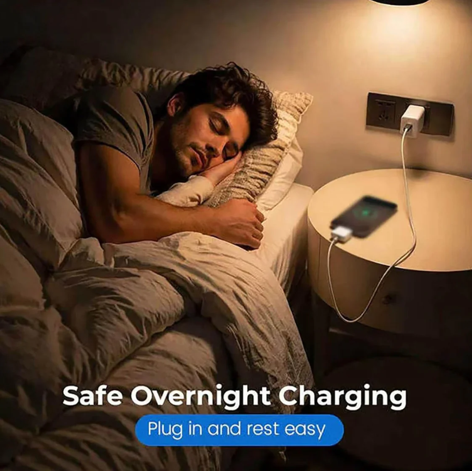 Smart Charger Adapter Auto Power Disconnector | Automatically Pops Out After Full Charge | No Touch Mobile Screen in 5 Minutes | Type-C Cable | Compatible with Android, Tablet, Apple & Switch