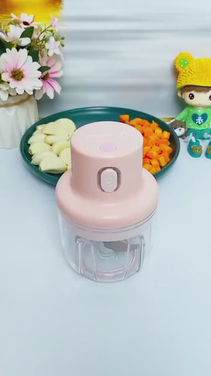 USB Rechargeable Wireless Electric Chopper for Kitchen 30 Watts with Stainless Steel Blades for Onion, Garlic, Vegetables, Nuts - 250 ml